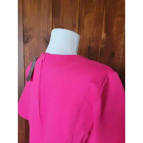 🗽 Brigitte Brianna New York Dress Women L Fuchsia Modest Midi– Made in USA Chic - Picture 13 of 16